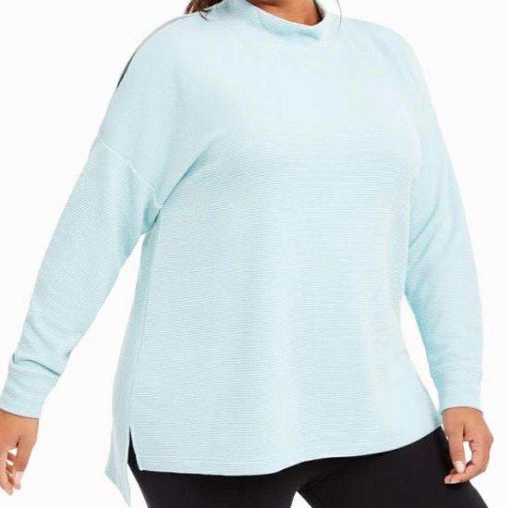 Ideology Plus Fitness Long Sleeve Partial Open Shoulder & Arm Top Size 1X